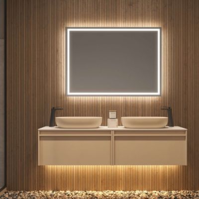 Miroir Salle de Bain FRANCIA - 60x80cm - Led Rétro-éclairé & Diffusion Frontal (6500K) - LEDIMEX