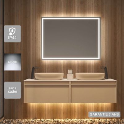 Miroir Salle de Bain FRANCIA - 60x80cm - Led Rétro-éclairé & Diffusion Frontal (6500K) - LEDIMEX