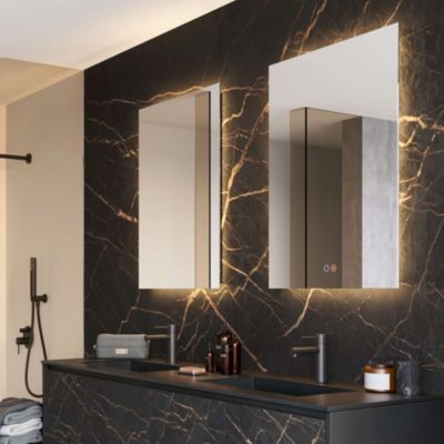 Miroir Salle de Bain ITALIA - 80x80cm - Led Rétro-éclairé (6500K) - Tactiles On/Off & Anti-Buée - LEDIMEX