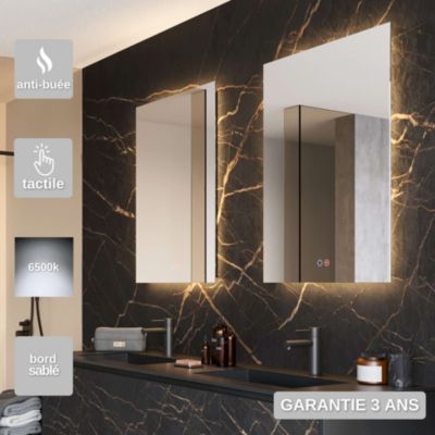 Miroir Salle de Bain ITALIA - 80x80cm - Led Rétro-éclairé (6500K) - Tactiles On/Off & Anti-Buée - LEDIMEX
