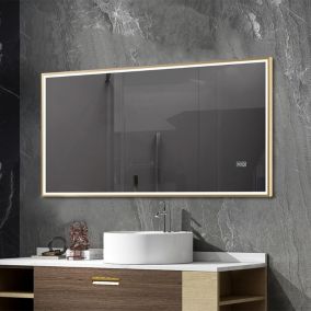 Miroir salle de bain LED 110x60cm anti buée avec cadre doré LB-126080G