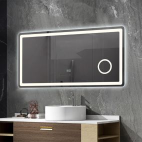 Miroir salle de bain LED 110x60cm anti buée avec LED 3 couleurs et loupe x3 LB-3612