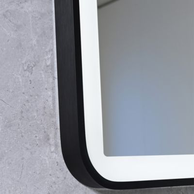 Miroir salle de bain LED 120x60cm anti buée avec cadre en aluminium noir et loupe x3 LB-4685B