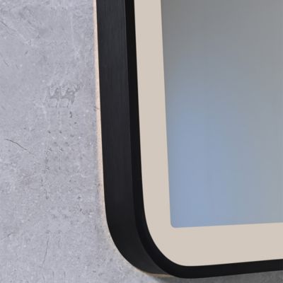 Miroir salle de bain LED 120x60cm anti buée avec cadre en aluminium noir et loupe x3 LB-4685B
