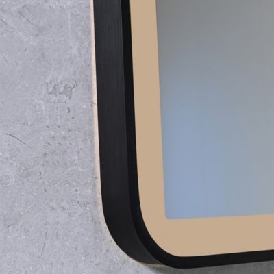Miroir salle de bain LED 120x60cm anti buée avec cadre en aluminium noir et loupe x3 LB-4685B