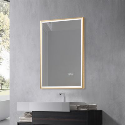 Miroir salle de bain LED 50x70cm anti buée avec cadre doré LB-126080G