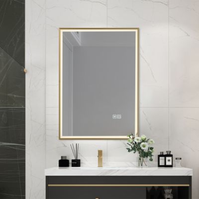Dripex Miroir De Salle De Bain Avec 20 Watt Éclairage, Miroir Anti-Buée, Miroir Lumineux à Économie D'Énergie, Lumière Blanc Froid 6400K + Interrupteur Tactile - 50 X 70 Cm