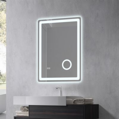 Miroir salle de bain LED 60x80cm anti buée avec LED 3 couleurs et loupe x3 LB-3612