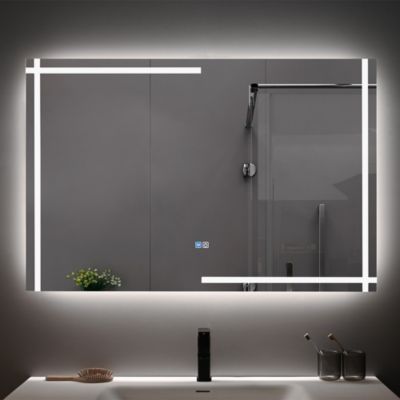 Miroir Salle De Bain LED Bluetooth Avec Horloge Et Anti-buée - 60x80 Cm, Verre Trempé, 3 Couleurs Lumière, IP44 - HOMCOM