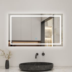 Miroir salle de bain led anti-buée, avec éclairage LED 100 x 80cm réversible, IP44 commande par effleurement, AICA SANITAIRE