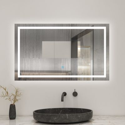 Miroir salle de bain led anti-buée, avec éclairage LED 90 x 60cm réversible, IP44 commande par effleurement, AICA SANITAIRE