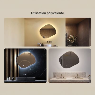 Miroir Salle de Bain LED - ARTFORMA - Ovale - 64x54cm - LED Dual + Interrupteur tactile