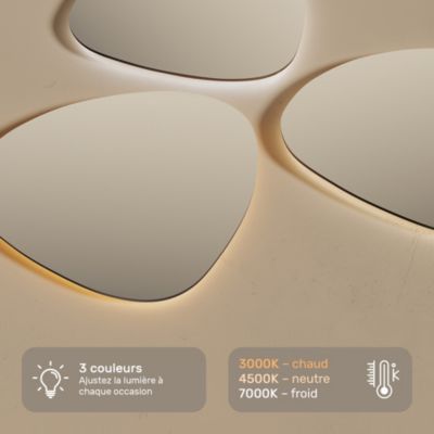 Miroir Salle de Bain LED - ARTFORMA - Ovale - 64x54cm - LED Dual + Interrupteur tactile