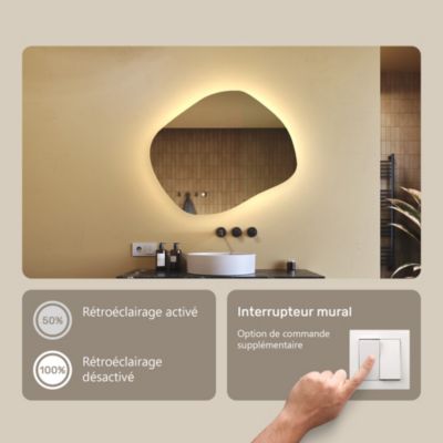 Miroir Salle de Bain LED - ARTFORMA - Ovale - 64x54cm - LED Dual + Interrupteur tactile