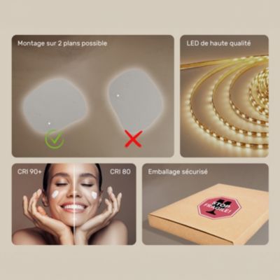 Miroir Salle de Bain LED - ARTFORMA - Ovale - 64x54cm - LED Dual + Interrupteur tactile