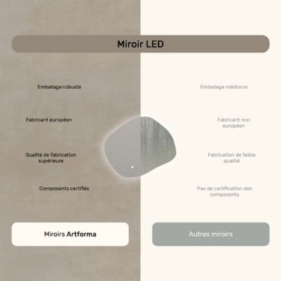 Miroir Salle de Bain LED - ARTFORMA - Ovale - 64x54cm - LED Dual + Interrupteur tactile