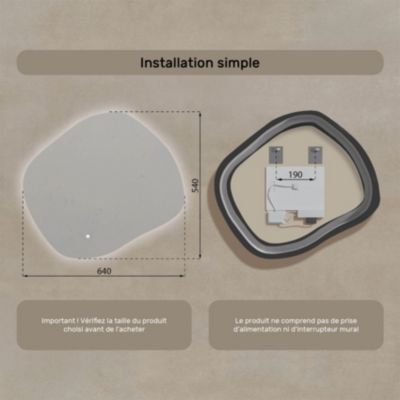 Miroir Salle de Bain LED - ARTFORMA - Ovale - 64x54cm - LED Dual + Interrupteur tactile