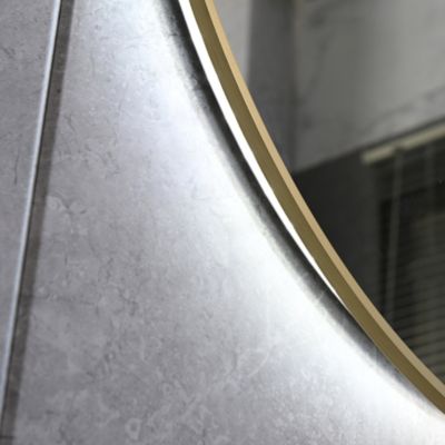 Miroir salle de bain LED rond 90cm anti buée avec cadre doré LB-4647GA