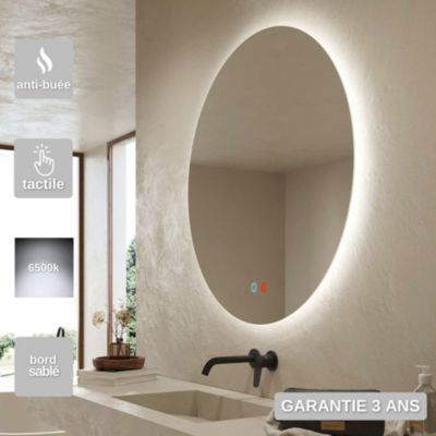 Miroir Salle de Bain LISBOA - D70 - Led Rétro-Éclairé (6500K) - Tactiles On/Off & Anti-Buée - LEDIMEX