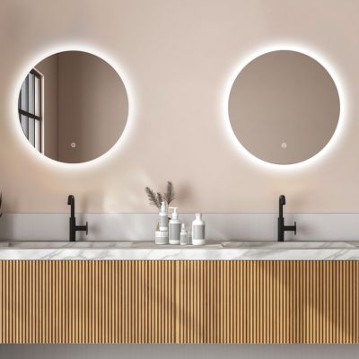Miroir LED Mural Salle De Bain Atlanta - Éclairage LED Intégré - Moderne Argenté - Neuf