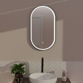 Miroir salle de bain LOMAZOO Frankfurt avec LED 40x70 cm ovale noir