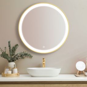 Miroir salle de bain LOMAZOO Miami avec LED 70 cm doré