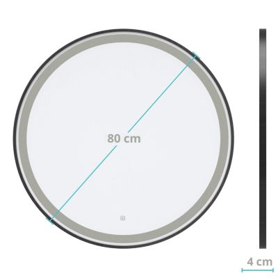 Miroir salle de bain LOMAZOO Milano avec LED 60 cm noir rond
