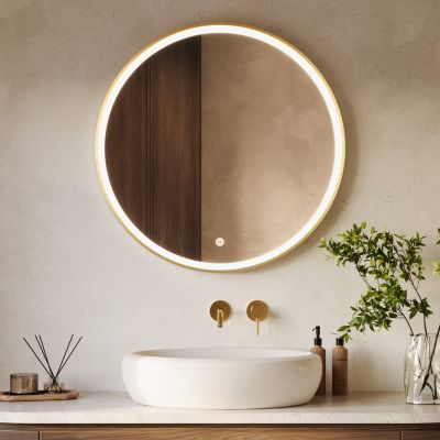 Miroir Rond Mural NMK HOME 80 Cm – Cadre Or, Pour Salle De Bain, Salon, Chambre