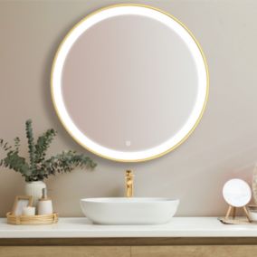 Miroir salle de bain LOMAZOO Paris avec LED 80 cm doré rond