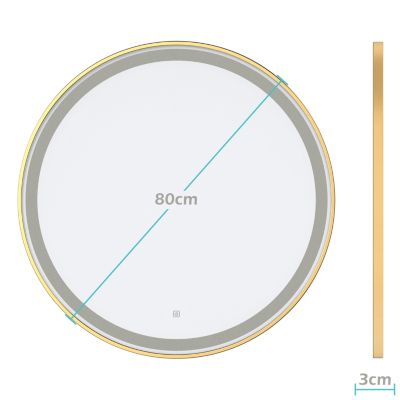 Miroir salle de bain LOMAZOO Paris avec LED 80 cm doré rond
