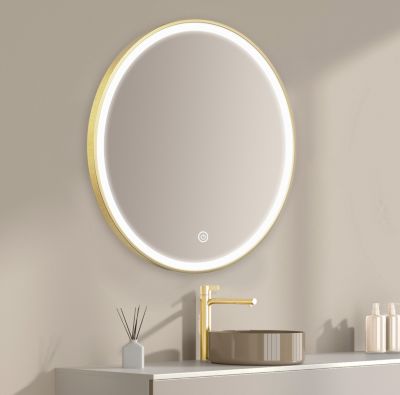 Miroir salle de bain LOMAZOO Paris avec LED 80 cm doré rond