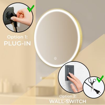 Miroir salle de bain LOMAZOO Paris avec LED 80 cm doré rond