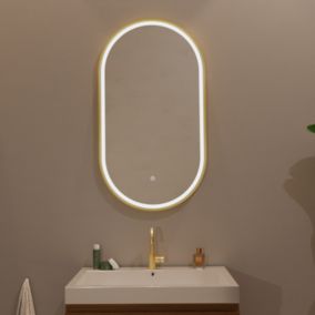 Miroir salle de bain lumineux LED LOMAZOO Hamburg 50x70 cm ovale doré