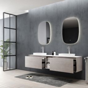 Miroir salle de bain oval tactile lumineux LED avec fonction chauffage anti-buée, 58x90x2,5cm (LxHxP), INALCO