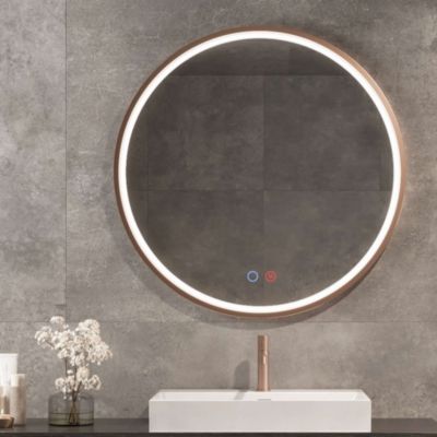 Miroir Salle de Bain PARIS - D60cm - Or Rose - Led Frontal Temp Variable - Tactiles On/Off & Anti-Buée - LEDIMEX