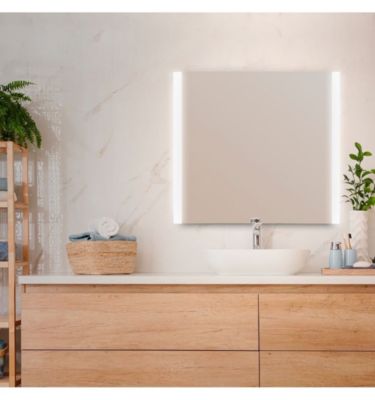 Miroir Salle de Bain Rectangulaire avec 2 Bandes Lumineuses LED - Horizontale ou Verticale - Froide (5700K) - 80 x 60 cm - Praga