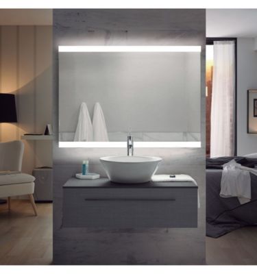 Miroir Salle de Bain Rectangulaire avec 2 Bandes Lumineuses LED - Horizontale ou Verticale - Froide (5700K) - 80 x 60 cm - Praga