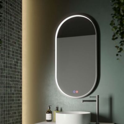 Miroir Salle de Bain RIO - 50x90cm - Noir Mat - Bordure Led Temp Variable - Tactiles On/Off & Anti-Buée - LEDIMEX
