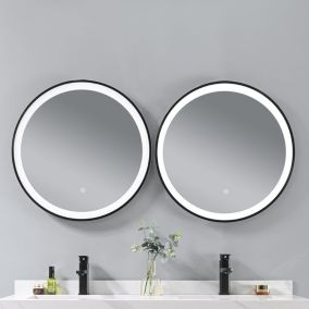 Miroir salle de bain rond 60x60 cm avec éclairage LED