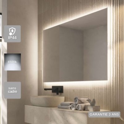 Miroir Salle de Bain SUECIA - 70x80cm - Led Rétro-Éclairé (6500K) - Verre Sécurité 5mm - LEDIMEX