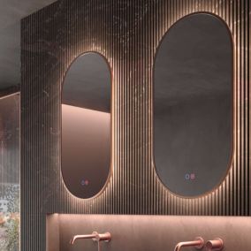 Miroir Salle de Bain TOKYO - 50x90cm - Or Rose - Led Frontal Temp Variable - Tactiles On/Off & Anti-Buée - LEDIMEX