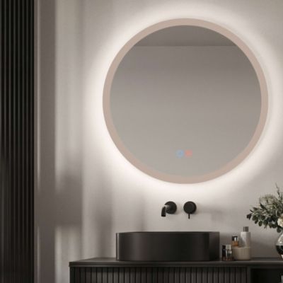 Miroir Salle de Bain TORINO Moka D60cm - Temp Led Variable Rétro-éclairé & Frontal - Tactiles On/Off & Anti-Buée - LEDIMEX