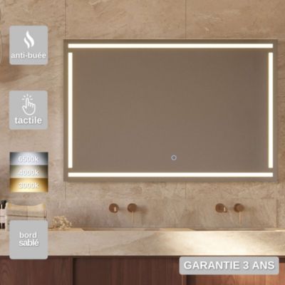 Miroir Salle de Bain VIENA - 80x80cm - Led Frontal Temp Variable Frontal - Tactiles On/Off & Anti-Buée - LEDIMEX