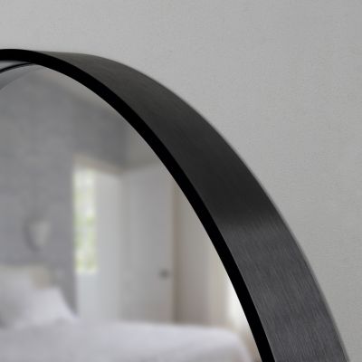 Miroir salle de bains forme galet 70x50 cm, aluminium noir, Tisa