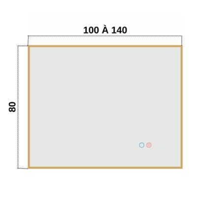 Miroir Salle de Bains Lumineux CALIFORNIA Anti-Buée et Eclairage Triled Rétro-Eclairé Tactile On/Off Or Brossé 100x80 LEDIMEX