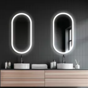 Miroir Salle de Bains Lumineux CANADA Anti-Buée avec Eclairage Périmétral Tactile On/Off 50x90 LEDIMEX
