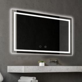 Miroir Salle de Bains Lumineux HOLLANDA avec Eclairage Frontal et Rétro-Eclairé Tactile On/Off 100x80 LEDIMEX