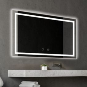 Miroir Salle de Bains Lumineux HOLLANDA avec Eclairage Frontal et Rétro-Eclairé Tactile On/Off 120x80 LEDIMEX