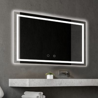 Miroir Salle de Bains Lumineux HOLLANDA avec Eclairage Frontal et Rétro-Eclairé Tactile On/Off 70x80 LEDIMEX