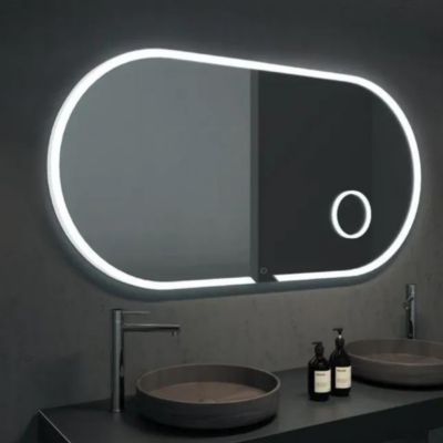 Miroir Salle de Bains Lumineux INDIANA Anti-Buée et Eclairage PérimétralTactile On/Off +Zone Grossissant X3 100x55cm LEDIMEX